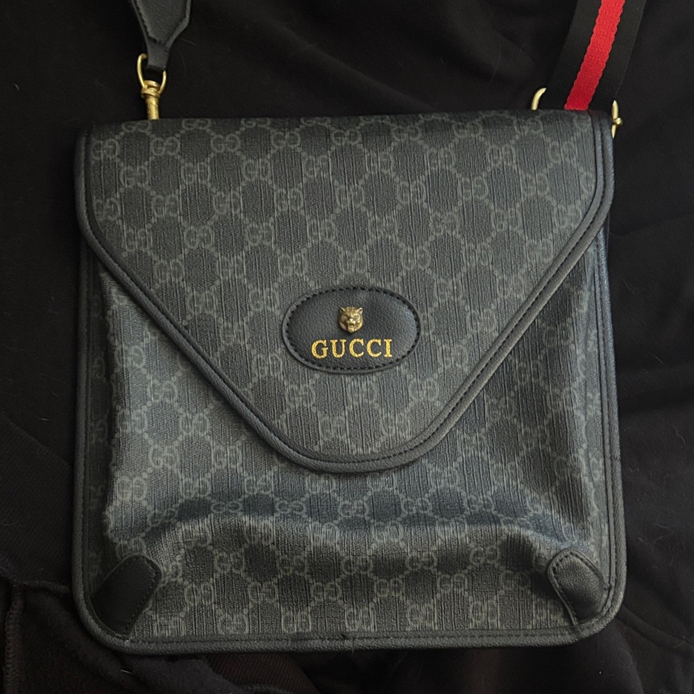 Gucci Dark Gray Monogram Crossbody Bag